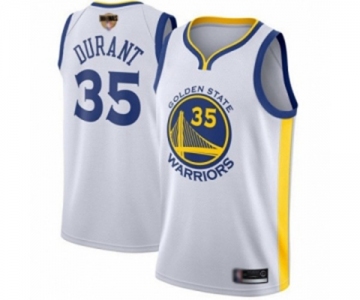Youth Golden State Warriors #35 Kevin Durant Swingman White 2019 Basketball Finals Bound Basketball Jersey - Association Edition