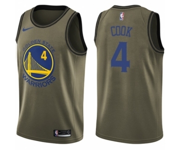 Youth Nike Golden State Warriors #4 Quinn Cook Swingman Green Salute to Service NBA Jersey