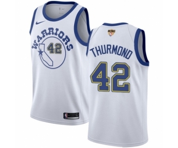 Youth Nike Golden State Warriors #42 Nate Thurmond Authentic White Hardwood Classics 2018 NBA Finals Bound NBA Jersey