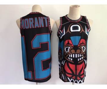 Men Memphis Grizzlies #12 #12 Ja Morant  big face Black 2021 NBA Jersey