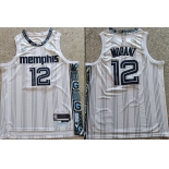 Men's Memphis Grizzlies #12 Ja Morant White 2025-26 City Edition Edition Stitched Basketball Jersey Men's Memphis Grizzlies #12 Ja Morant White 2025-26 City Edition Edition Stitched Basketball Jersey