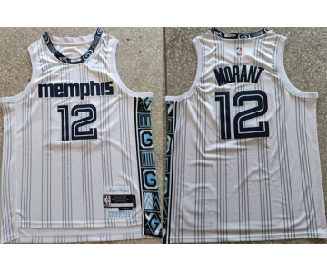 Men's Memphis Grizzlies #12 Ja Morant White 2025-26 City Edition Edition Stitched Basketball Jersey