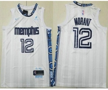 Men's Memphis Grizzlies #12 Ja Morant White 2025 City Sponsor Swingman Jersey