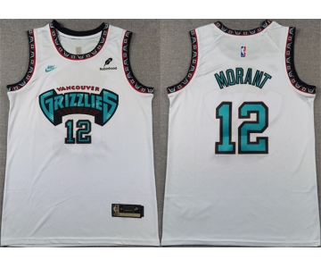 Men's Memphis Grizzlies #12 Ja Morant White Stitched Basketball Jersey