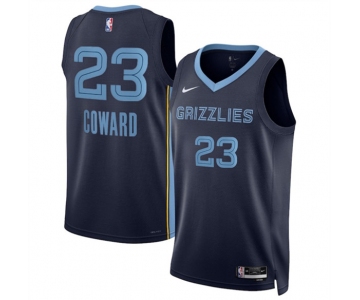 Men's Memphis Grizzlies #23 Cedric Coward Navy 2025 Draft Icon Edition Stitched Jersey