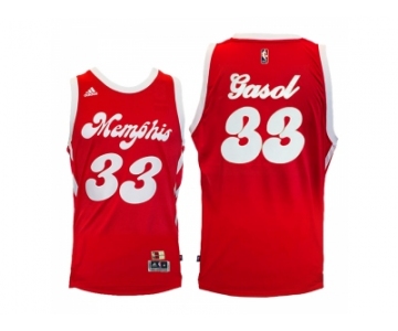 Men's Memphis Grizzlies #33 Marc Gasol Red Hardwood Classic Night Swingman Jersey