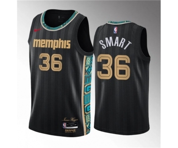 Men's Memphis Grizzlies #36 Marcus Smart Black 2023 Draft City Edition Stitched Basketball Jersey