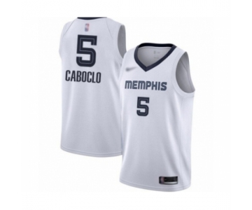 Men's Memphis Grizzlies #5 Bruno Caboclo Authentic White Finished Basketball Jersey - Association Edition