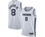 Men's Memphis Grizzlies #8 Jaren Jackson Jr. Gray 2025-26 City Edition Swingman Stitched Jersey Men's Memphis Grizzlies #8 Jaren Jackson Jr. Gray 2025-26 City Edition Swingman Stitched Jersey