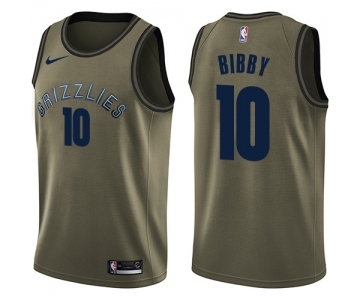Men's Nike Memphis Grizzlies #10 Mike Bibby Swingman Green Salute to Service NBA Jersey