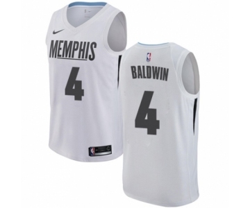 Men's Nike Memphis Grizzlies #4 Wade Baldwin Authentic White NBA Jersey - City Edition