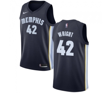Men's Nike Memphis Grizzlies #42 Lorenzen Wright Swingman Navy Blue Road NBA Jersey - Icon Edition