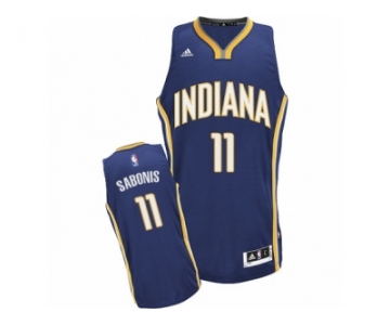 Men Adidas Indiana Pacers #11 Domantas Sabonis Swingman Navy Blue Road NBA Jersey