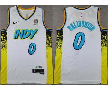 Men's Indiana Pacers #0 Tyrese Haliburton White 2024-25 City Edition Stitched Basketball Jersey