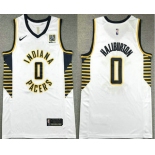 Men's Indiana Pacers #0 Tyrese Haliburton White Association Edition Sponsor Stitched Jersey