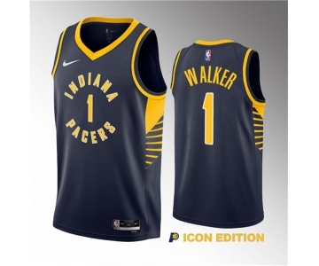 Men's Indiana Pacers #1 Jarace Walker Navy 2023 Draft Icon Edition Stitched Basketball Jersey