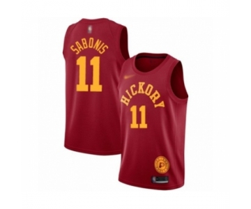 Men's Indiana Pacers #11 Domantas Sabonis Authentic Red Hardwood Classics Basketball Jersey