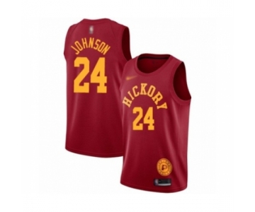Men's Indiana Pacers #24 Alize Johnson Authentic Red Hardwood Classics Basketball Jersey