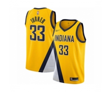 Men's Indiana Pacers #33 Myles Turner Authentic Gold Finished Basketball Jersey - Statement Edition