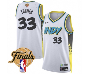 Men's Indiana Pacers #33 Myles Turner White 2024-25 City Edition Stitched Basketball Jersey