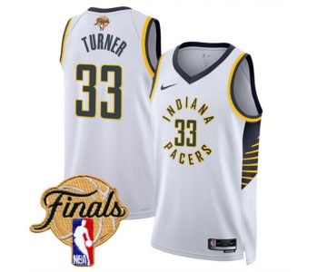 Men's Indiana Pacers #33 Myles Turner White 2025 Finals Association Edition Stitched Basketball Jersey