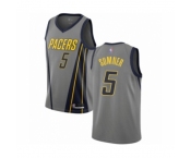 Men's Indiana Pacers #5 Edmond Sumner Authentic Gray Basketball Jersey - City Edition