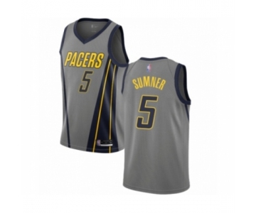 Men's Indiana Pacers #5 Edmond Sumner Authentic Gray Basketball Jersey - City Edition