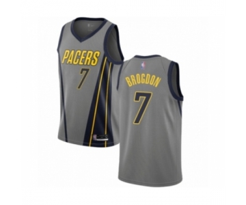 Men's Indiana Pacers #7 Malcolm Brogdon Authentic Gray Basketball Jersey - City Edition