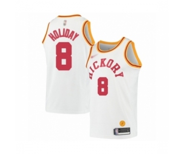 Men's Indiana Pacers #8 Justin Holiday Authentic White Hardwood Classics Basketball Jersey