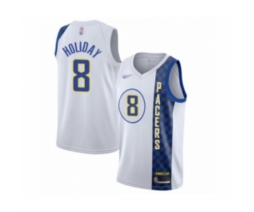 Men's Indiana Pacers #8 Justin Holiday Swingman White Basketball Jersey 2019-20 City Edition