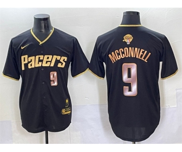 Men's Indiana Pacers #9 T.J. McConnell Black Gold 2025 Finals Vapor Stitched Baseball Jersey