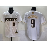 Men's Indiana Pacers #9 T.J. McConnell White Gold 2025 Finals Vapor Stitched Baseball Jersey