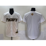 Men's Indiana Pacers Blank White Gold 2025 Finals Vapor Stitched Baseball Jersey