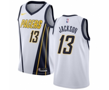 Men's Nike Indiana Pacers #13 Mark Jackson White Swingman Jersey - Earned Edition