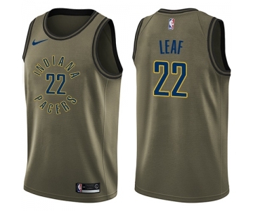 Men's Nike Indiana Pacers #22 T. J. Leaf Swingman Green Salute to Service NBA Jersey