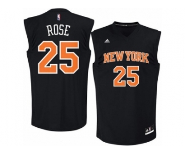 Men's Adidas New York Knicks #25 Derrick Rose Authentic Black Fashion NBA Jersey