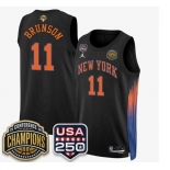 Men's New Yok Knicks #11 Jalen Brunson Black 2026 Finals Patch &USA 250 Patch Stitched Basketball Jersey Men's New Yok Knicks #11 Jalen Brunson Black 2026 Finals Patch &USA 250 Patch Stitched Basketball Jersey