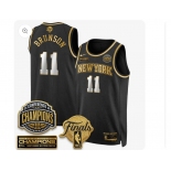 Men's New Yok Knicks #11 Jalen Brunson Black Gold White Number 2026 Finals Patch &2026 champions Patch Stitched Basketball Jersey Men's New Yok Knicks #11 Jalen Brunson Black Gold White Number 2026 Finals Patch &2026 champions Patch Stitched Basketball Jersey