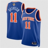 Men's New Yok Knicks #11 Jalen Brunson Blue 2026 Finals Patch Icon Edition Stitched Basketball Jersey