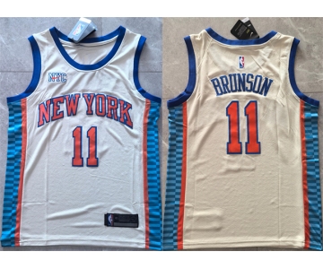 Men's New Yok Knicks #11 Jalen Brunson Cream 2025-26 City Edition Stitched Basketball Jersey