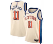 Men's New Yok Knicks #11 Jalen Brunson Cream 2025-26 City Edition Swingman Stitched Basketball Jersey Men's New Yok Knicks #11 Jalen Brunson Cream 2025-26 City Edition Swingman Stitched Basketball Jersey