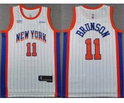 Men's New Yok Knicks #11 Jalen Brunson White 2024-25 City Edition Stitched Basketball Jersey