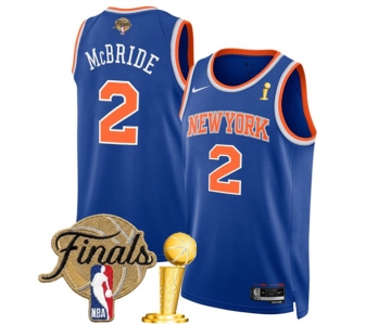 Men's New Yok Knicks #2 Miles McBride Blue 2026 Finals Patch And Finals Champions Patch Icon Edition Stitched Basketball Jersey