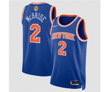 Men's New Yok Knicks #2 Miles McBride Blue 2026 Finals Patch Icon Edition Stitched Basketball Jersey