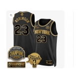 Men's New Yok Knicks #23 Mitchell Robinson Black Gold 2026 Finals Patch &2026 champions Patch Stitched Basketball Jersey Men's New Yok Knicks #23 Mitchell Robinson Black Gold 2026 Finals Patch &2026 champions Patch Stitched Basketball Jersey