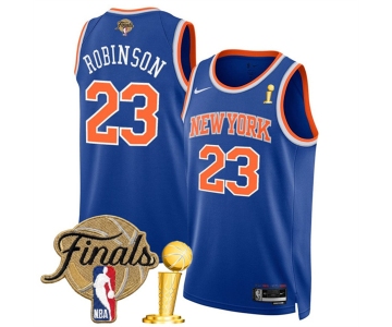Men's New Yok Knicks #23 Mitchell Robinson Blue 2026 Finals Patch And Finals Champions Patch Icon Edition Stitched Basketball Jersey