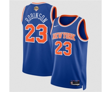 Men's New Yok Knicks #23 Mitchell Robinson Blue 2026 Finals Patch Icon Edition Stitched Basketball Jersey
