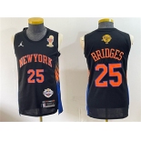 Men's New Yok Knicks #25 Mikal Bridges Black 2026 Finals Champions Patch Statement Edition Stitched Jersey Men's New Yok Knicks #25 Mikal Bridges Black 2026 Finals Champions Patch Statement Edition Stitched Jersey