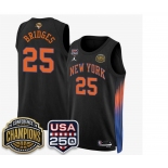 Men's New Yok Knicks #25 Mikal Bridges Black 2026 Finals Patch &USA 250 Patch Stitched Basketball Jersey Men's New Yok Knicks #25 Mikal Bridges Black 2026 Finals Patch &USA 250 Patch Stitched Basketball Jersey