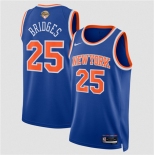 Men's New Yok Knicks #25 Mikal Bridges Blue 2026 Finals Patch Icon Edition Stitched Basketball Jersey